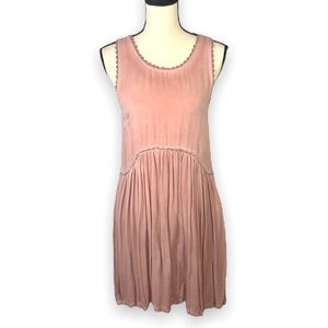 Dusty Pink Sleeveless Crochet Trim Trapeze Dress size Small